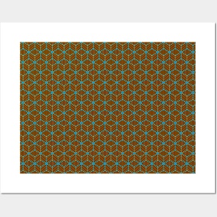 Orange and blue diamond geometric pattern design over a dark brown background. Ideal for stamps and clothes stamps Posters and Art